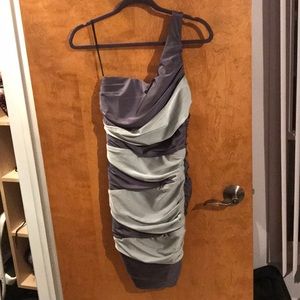 Grey and silver one strap cocktail dress